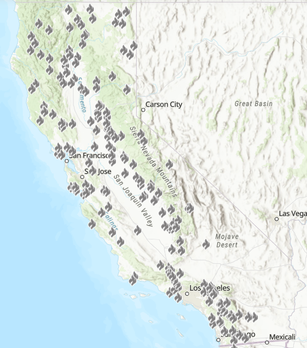 Major wildfires in California, 2021